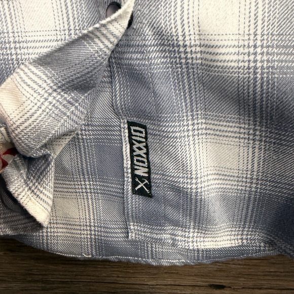 DIXXON the Summit Flannel Blue Cream White Plaid Women's Button Down Shirt - Picture 4 of 7